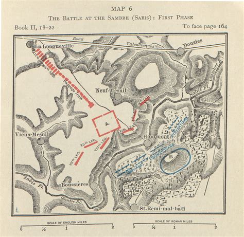 Map: Battle at the Sambre, First Phase by F.W. Kelsey | Dickinson College Commentaries