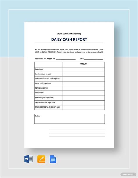 Petty Cash Log End Of Day Register Report Template Templates inside End Of Day Cash Register ...