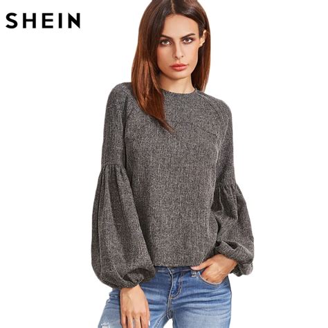 Aliexpress.com : Buy SHEIN Women Tops and Blouses New Fashion Women Shirt Ladies Tops Grey ...