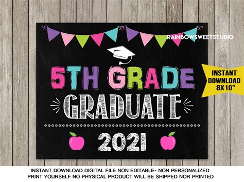 5TH Grade GRADUATION Sign 5TH Graduate Class of 2021 Last Day | Etsy