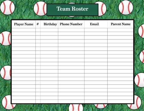 Sample Baseball Roster Template - 9+ Free Documents in PDF , Word , Excel