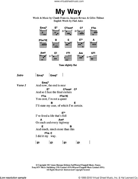 The Sex Pistols: My Way sheet music for guitar (chords) (PDF)