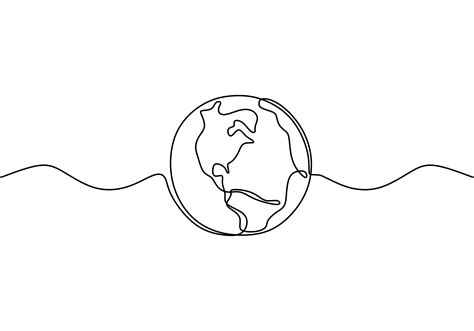 Earth globe one line drawing of world map vector illustration minimalist design of minimalism ...