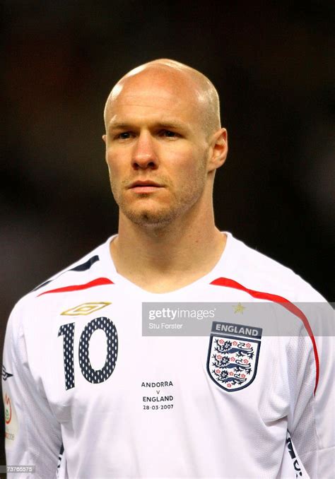 England player Andy Johnson lines up for the national anthem during ...