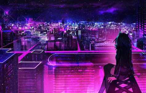 Anime Neon City Wallpapers - Top Free Anime Neon City Backgrounds - WallpaperAccess