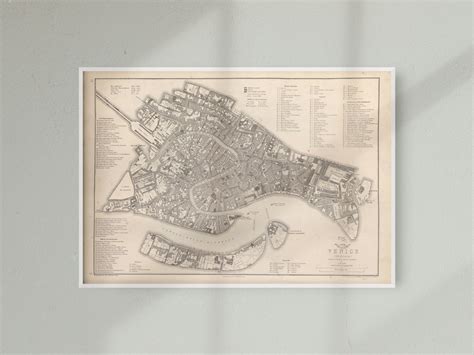 Vintage Historical Map of Venice, Vintage Historic Map Print of the ...