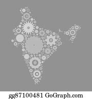 3 India Map Silhouette Mosaic Of Cogs And Gears Clip Art | Royalty Free - GoGraph