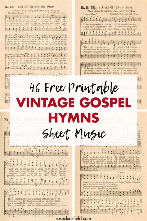 Old Gospel Hymns Printable Lyrics