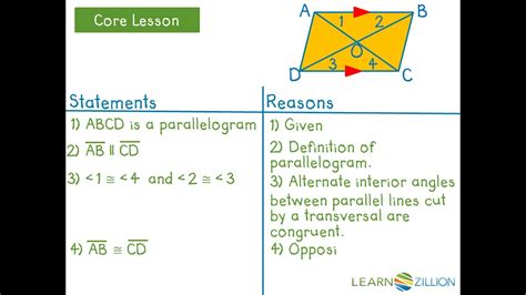 Use parallel lines and triangle congruence theorems to prove properties of diagonals - YouTube