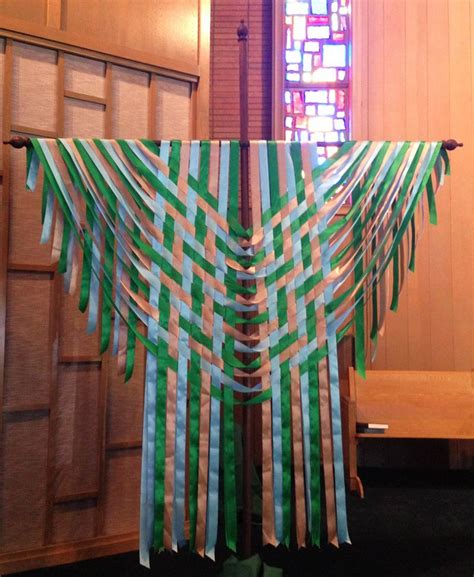Prayer Ribbon Banner. Members of the congregation write prayers on the prepared ribbons and they ...