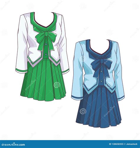 School uniform anime stock vector. Illustration of female - 138658355