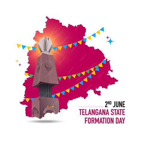 Premium Vector | Telangana state formation day celebration Telangana Martyrs Memorial with buntings