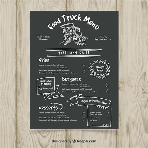 Free Vector | Vintage food truck menu on blackboard