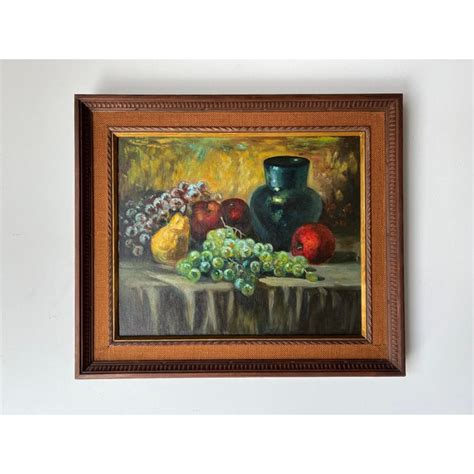 60's Vintage Fruit Still Life Oil Painting, Frame | Chairish