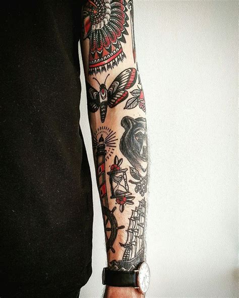 Beautiful traditional tattoos on the arm - Tattoogrid.net