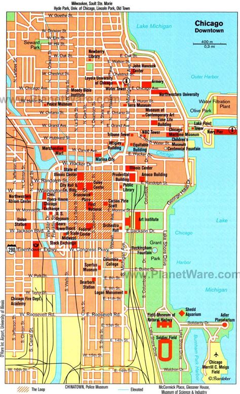 Chicago museums map - Map of museums in Chicago (United States of America)