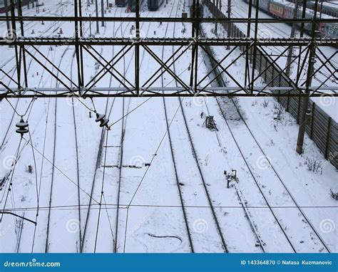 Train Covered with Snow on Railway Stock Photo - Image of parked, cable ...