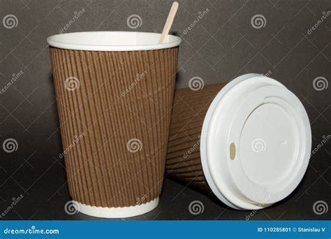 Two Disposable Cups for Hot Drinks on a Dark Backgrounds. Paper Cups ...