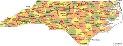 North Carolina County Map
