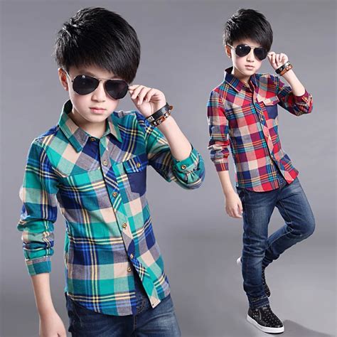 Boys Shirt for Kids Cotton 2018 Fashion New Boys Plaid Shirts Long ...