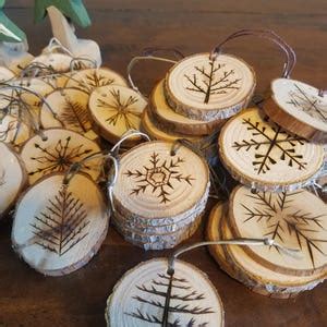 12 Rustic Wood Christmas Tree Ornaments - Etsy