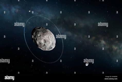 Haumea and moons, illustration. Haumea is a dwarf planet in the Kuiper ...