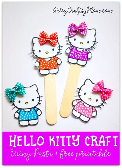 Super Cute Hello Kitty Craft Bookmark Using Pasta- free printable