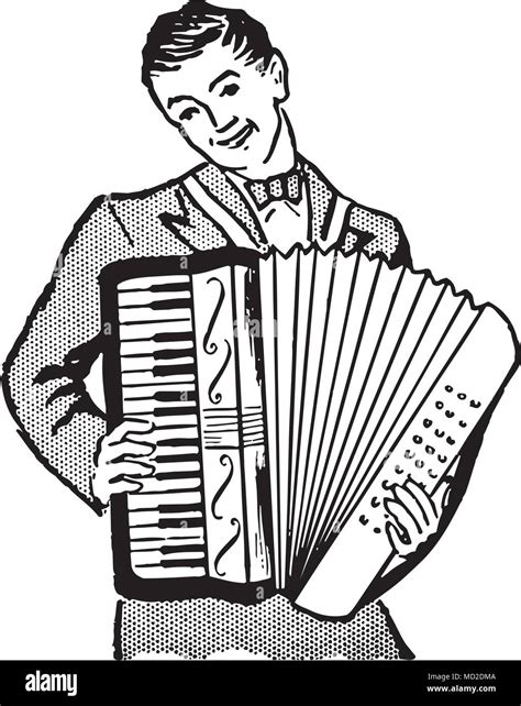 Accordion Player - Retro Clipart Illustration Stock Vector Image & Art ...