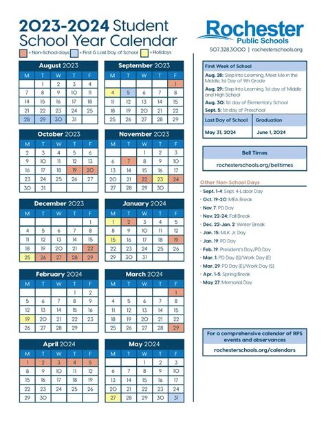 Rochester Public Schools Calendar 2024-2025 (Holiday Dates)