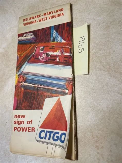 VINTAGE CITGO 1966 Road Map: Delaware Maryland Virginia & West Virginia unopened $0.99 - PicClick