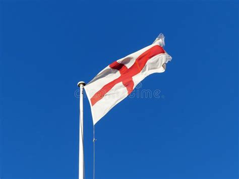 England Flag Flying from Flagpole Stock Image - Image of flagpole ...