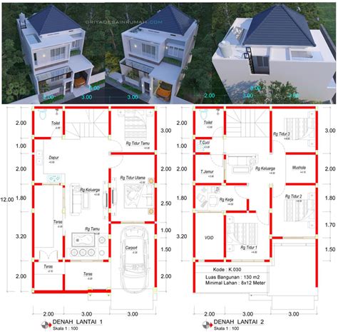 Denah Dan Tampak Rumah Minimalis 1 Lantai