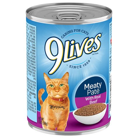 (12 Pack) 9Lives Meaty Paté With Real Beef Wet Cat Food, 13 oz. Cans ...