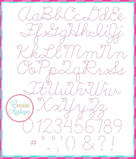 Cursive Floss Embroidery Font - Creative Appliques