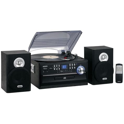 JENSEN 3-Speed Stereo Turntable Music System with CD/Cassette and AM/FM Radio-JTA-475B - The ...