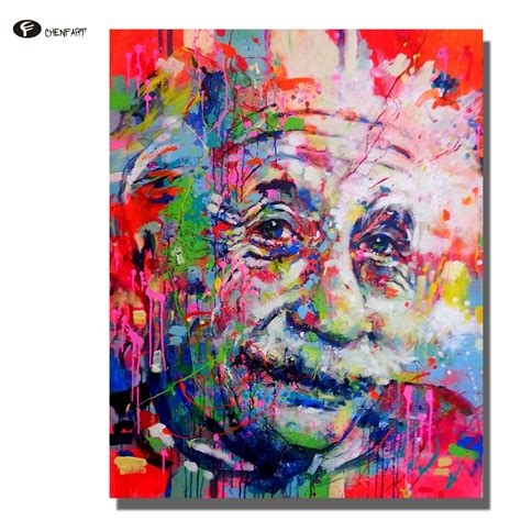 CHENFART Canvas Painting Albert Einstein Portrait Oil Picture for ...