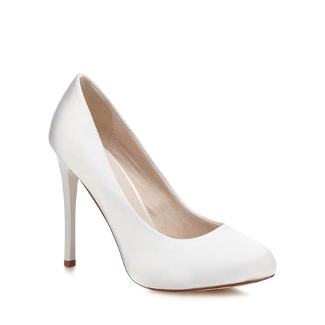 Faith Womens White 'Candy' Wide Fit Satin High Court Shoes From Debenhams | eBay