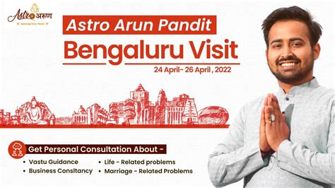 Astrologer Astro Arun Pandit is going to visit Bengaluru, Karnataka on 24 April 2022 - APN News