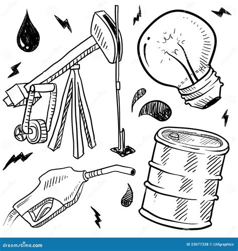 Fossil Fuels Objects Sketch Vector Illustration | CartoonDealer.com ...