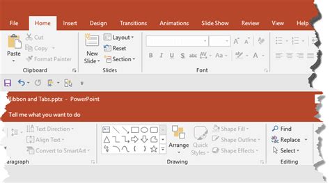 Ribbon and Tabs in PowerPoint 2019 for Windows