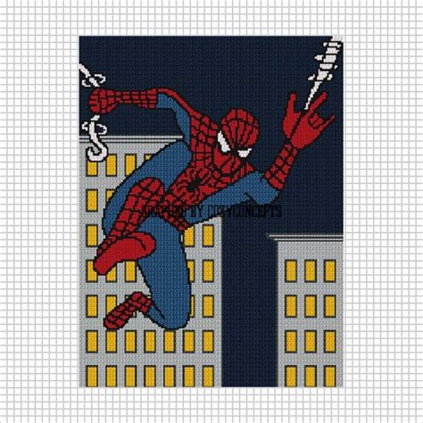 SPIDERMAN SWINGING ON WEBS & BUILDINGS Crochet Afghan Pattern Graph | CozyConcepts - Patterns on ...