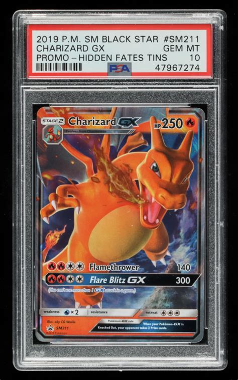 Charizard GX 2019 Pokemon Sun and Moon Hidden Fates Tins #SM211 (PSA 10 ...