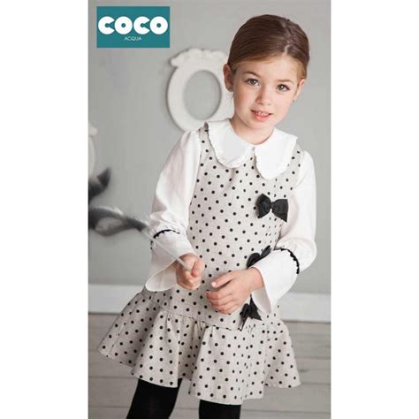 Coco Acqua Invierno 2023 Conjunto niña Pichi Gris con Topitos