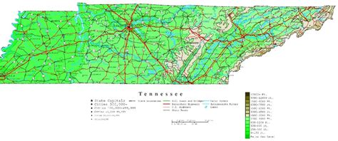 Tennessee Contour Map