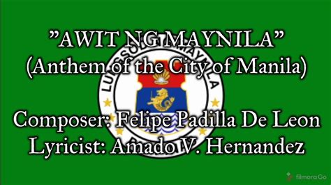 "Awit ng Maynila" - Anthem of the City of Manila - YouTube