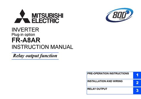 MITSUBISHI ELECTRIC 800 SERIES INVERTER INSTRUCTION MANUAL | ManualsLib