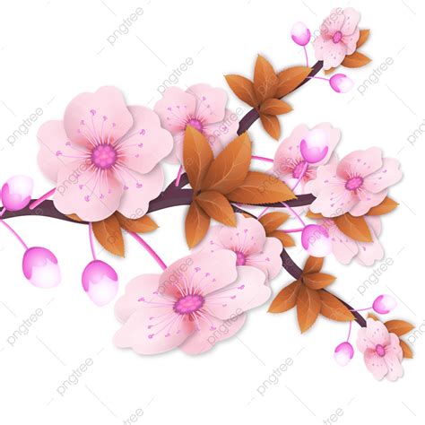 Cherry Blossom Branch Vector Design Images, Romantic Light Pink Cherry Blossom Spring Flowers ...