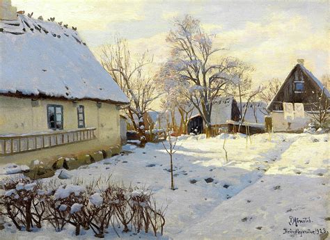 Winter in Brondbyvester in Denmark Painting by Peder Mork Monsted - Pixels