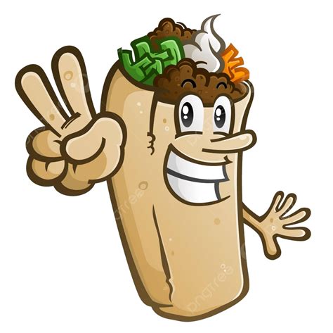 Cartoon Burrito Character Flashing A Peace Sign Clip Art Grin Vector, Clip, Art, Grin PNG and ...