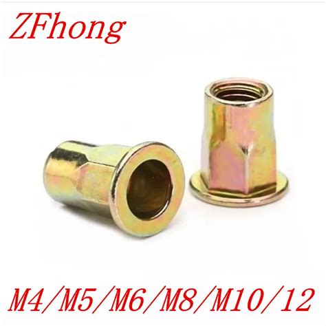 20pcs half hex rivet nut M4 M5 M6 M8 M10 M12 Metric thread steel with zinc hex Rivet Nut Rivnut ...